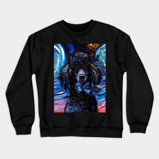 Standard Black Poodle Night (Portrait) Crewneck Sweatshirt